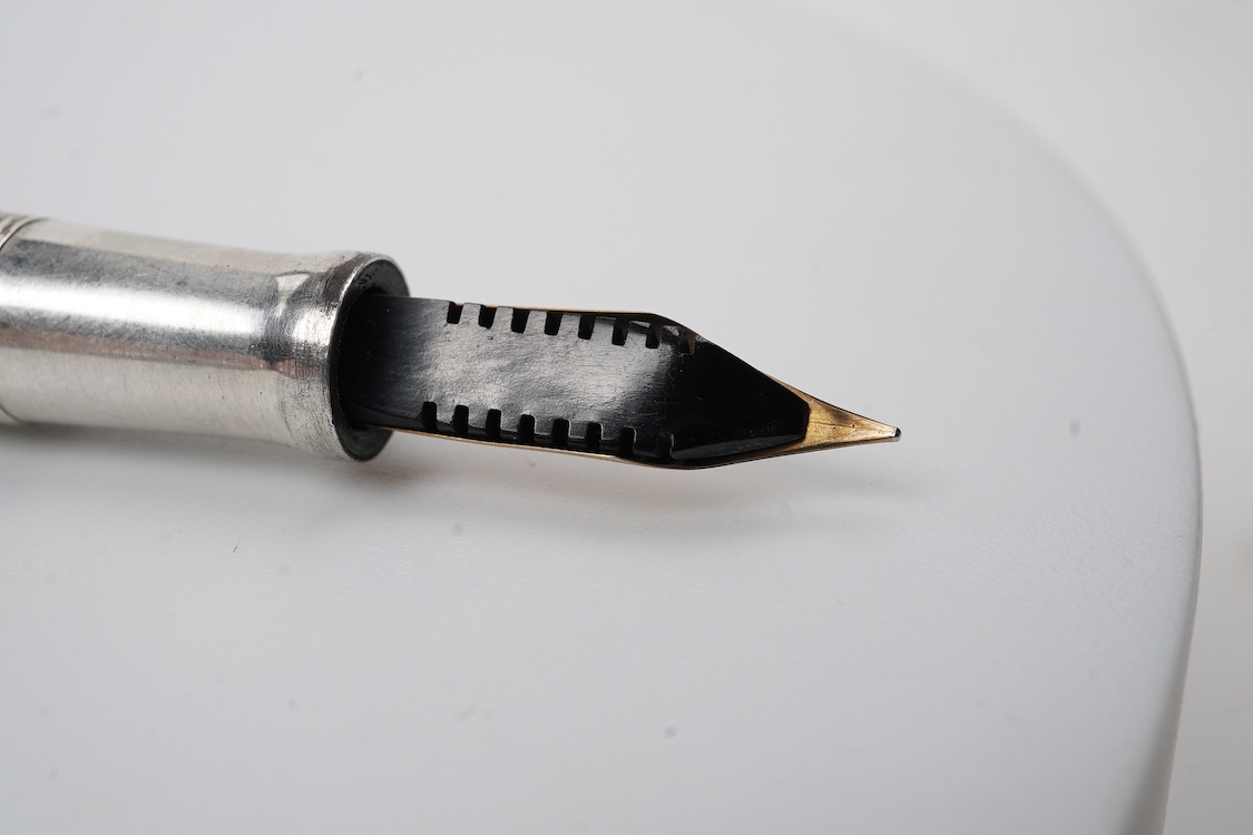 A rare Wahl Eversharp hand engraved lever fill fountain pen, fitted with No.3 14ct. gold flexible nib